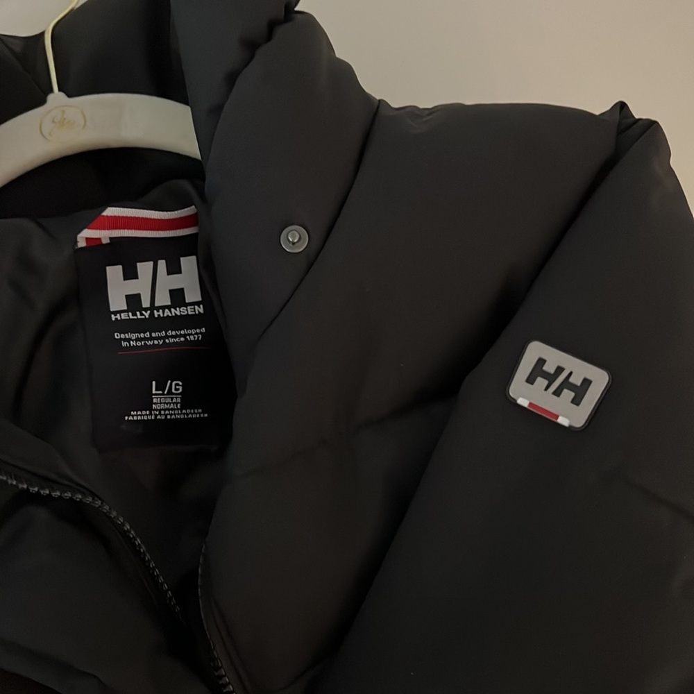 Helly Hansen parka jacket womens large black coat long